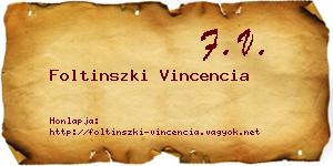 Foltinszki Vincencia névjegykártya